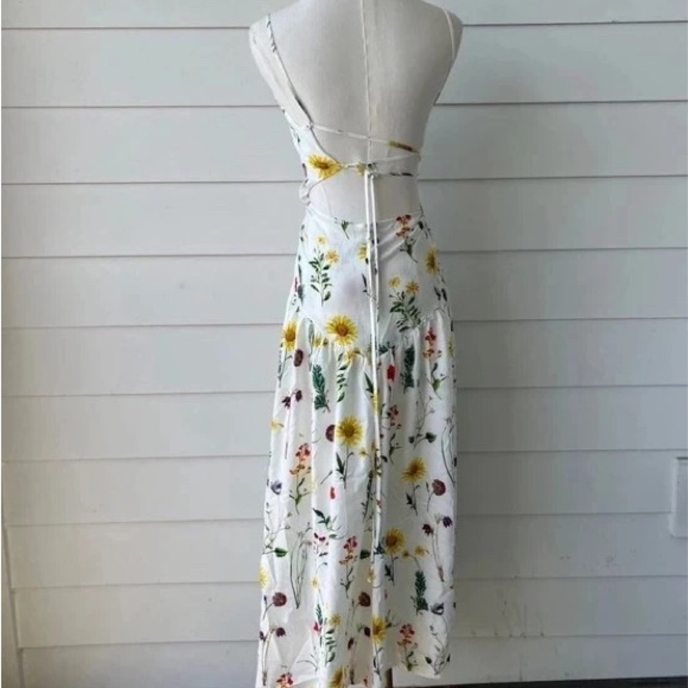 White Floral Wrap Maxi Dress - Yellow & Multicolor Print - Picture 4 of 4